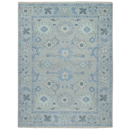 hand-knotted round woolen rug