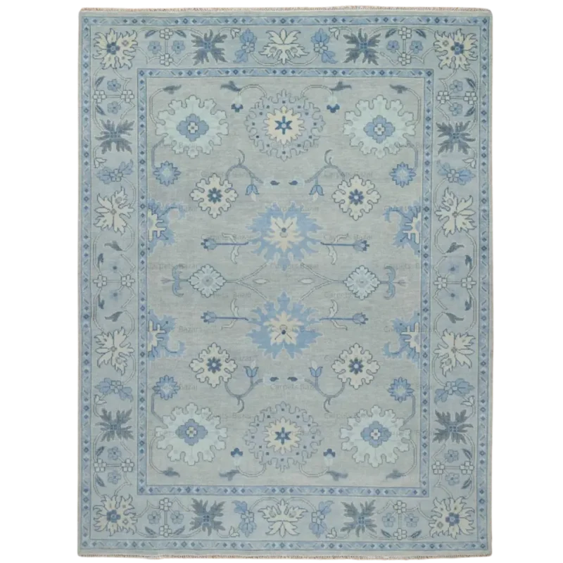 hand-knotted round woolen rug