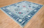 vintage hand-knotted woolen Oushak rug traditional design