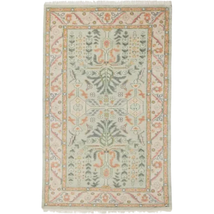 ivory hand knotted wool rug floral vintage pastel area rug