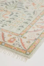 ivory hand knotted wool rug floral vintage pastel area rug