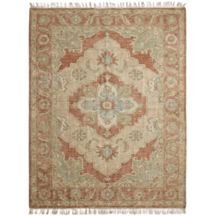 Traditional Red Persian Rug with Navy Blue Medallion