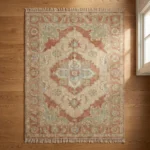 Traditional Red Persian Rug with Navy Blue Medallion