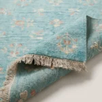 Aqua Blue Hand Knotted Wool Rug