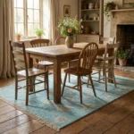 Aqua Blue Hand Knotted Wool Rug