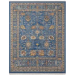 blue floral hand knotted rug Persian style wool handmade carpet luxury area rug