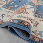 blue multicolor hand knotted rug floral oriental wool carpet handmade India