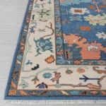 blue multicolor hand knotted rug floral oriental wool carpet handmade India