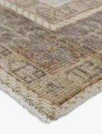 brown hand knotted wool rug neutral geometric tribal area rug