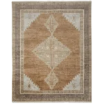 brown hand knotted wool rug neutral geometric tribal area rug