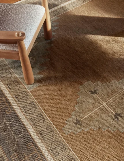 brown hand knotted wool rug neutral geometric tribal area rug