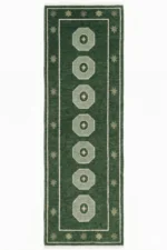 green hand knotted rug geometric minimalist wool carpet handmade India