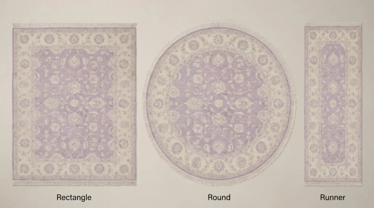 hand knotted rug purple ivory handmade area rug rectangle round runner
