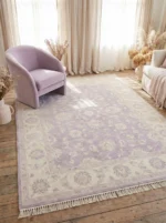 hand knotted rug purple ivory handmade area rug rectangle round runner