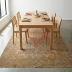 vintage persian hand knotted wool medallion rug bhadohi red green