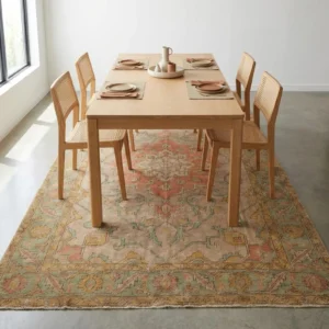 vintage persian hand knotted wool medallion rug bhadohi red green