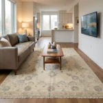 ivory blue medallion hand knotted rug vintage oushak rectangle round runner