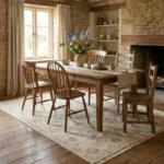 ivory blue medallion hand knotted rug vintage oushak rectangle round runner