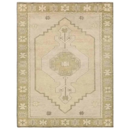modern hand knotted wool rug beige green geometric area rug