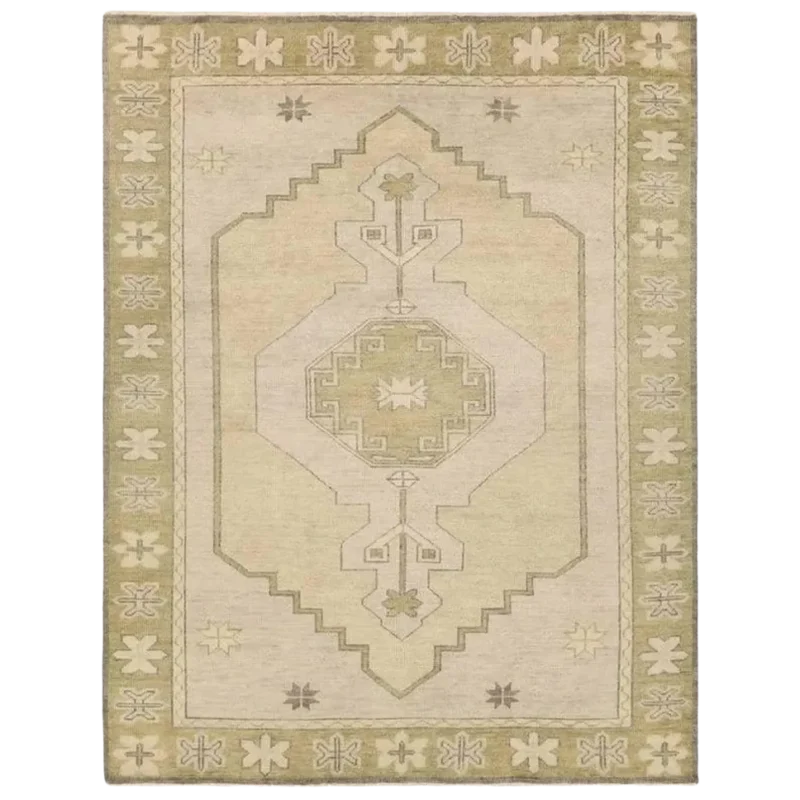 modern hand knotted wool rug beige green geometric area rug