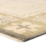 modern hand knotted wool rug beige green geometric area rug