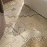 modern hand knotted wool rug beige green geometric area rug