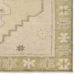 modern hand knotted wool rug beige green geometric area rug