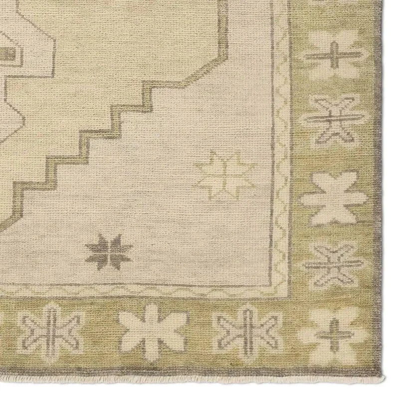 modern hand knotted wool rug beige green geometric area rug