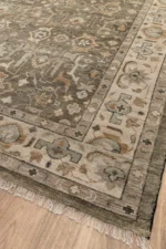 neutral vintage hand knotted rug beige distressed wool carpet for living room