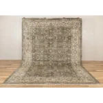 neutral vintage hand knotted rug beige distressed wool carpet for living room
