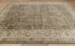 neutral vintage hand knotted rug beige distressed wool carpet for living room