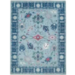 vintage hand-knotted woolen Oushak rug traditional design