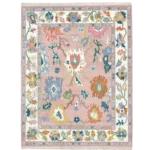 vintage oushak hand knotted woolen rug Bhadohi