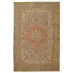 vintage persian hand knotted wool medallion rug bhadohi red green