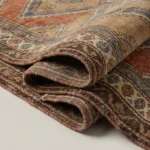 vintage tribal hand knotted rug rust beige geometric wool carpet handmade