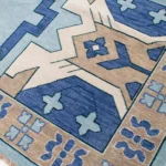 hand knotted Indian rug in living room setting