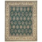 Hand Knotted Living Room Rug | Green & Ivory Oriental Carpet