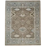 Slate Blue Oushak Area Rug | Brown & Taupe Hand-Knotted Wool