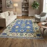 Heritage Patterned Area Rug | Blue Tribal Hand-Knotted Wool