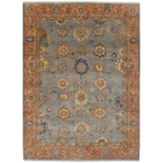 Slate Blue Terracotta Oushak Rug | Hand Knotted Wool Carpet