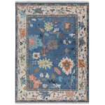 Blue Multicolor Hand Knotted Rug – Floral Oriental Design