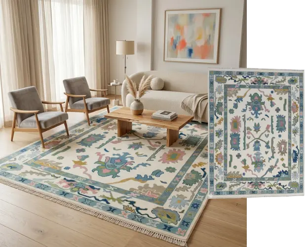 Hand-knotted wool rug
