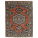 Terracotta Rust Oushak Rug | Hand Knotted Geometric Wool Carpet
