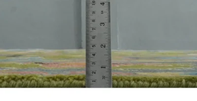 Low pile thickness measurement showing tight traditional turkish knot construction
