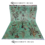 Green Tree of Life Wool Rug | Hand Knotted Peshawar Carpet