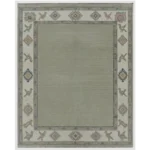 Bespoke Hand Knotted Carpet | Sage Green & Bird Motif Rug