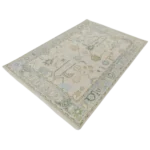 Muted Oushak Area Rug | Soft Blue & Sage Hand Knotted Wool