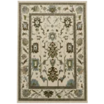 Hand-Knotted Wool Oushak Area Rug Soft Sky Blue Ivory