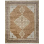 Warm Neutral Hand Knotted Area Rug | Cognac & Slate Wool Rug