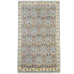 Light Blue Geometric Wool Area Rug | Hand Knotted Medallion